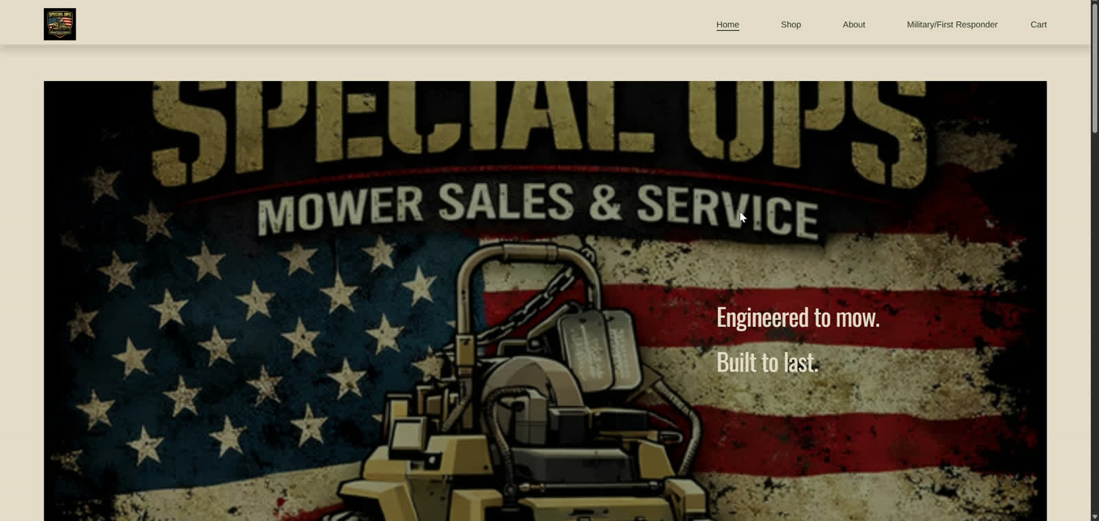 Special Ops Mower homepage before the 2Labs Tech refresh
