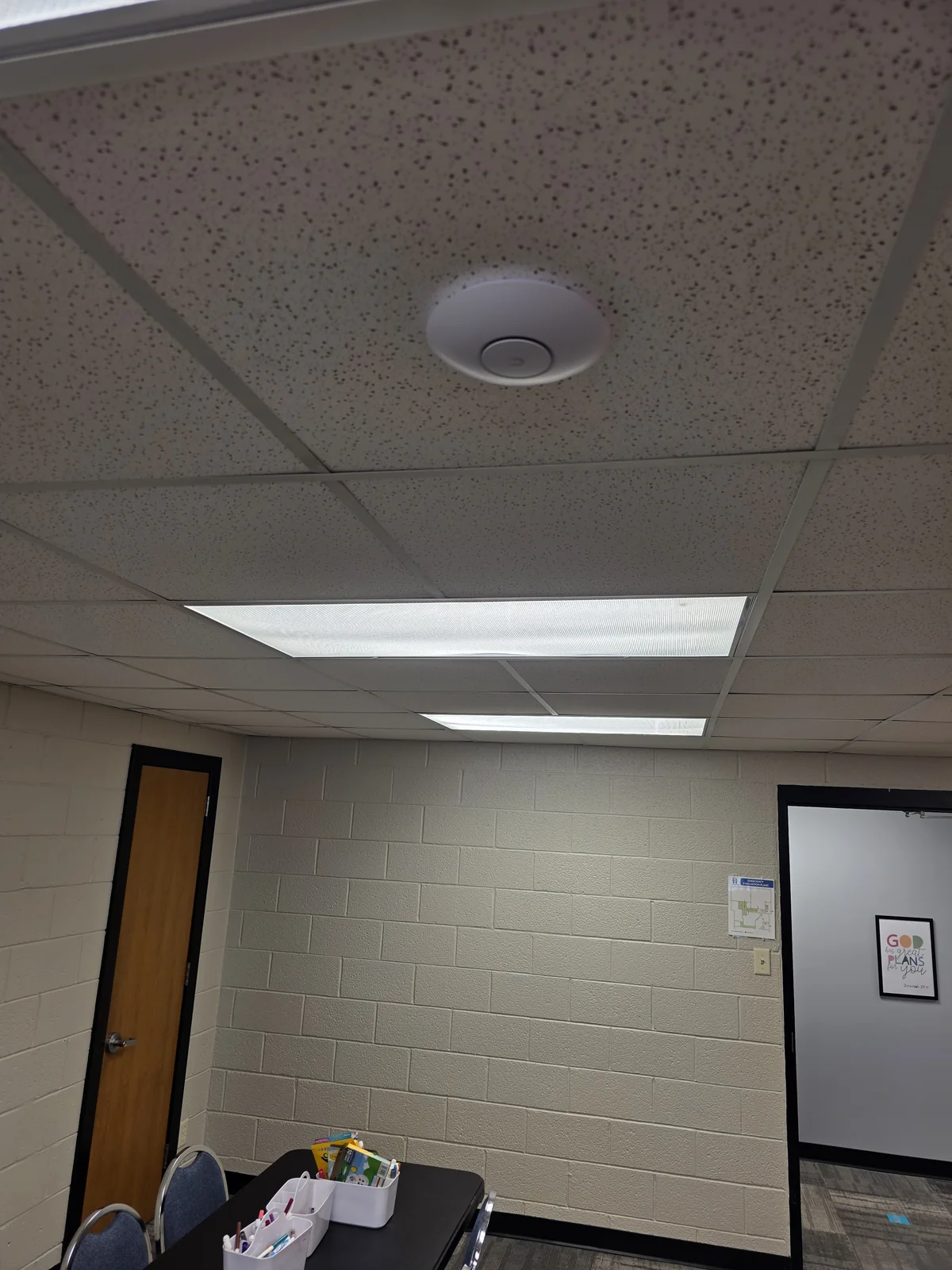 New UniFi access point installed in the children’s area at FBC Newton