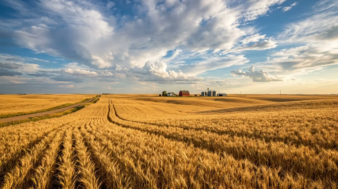 Kansas wheat fields and farmland, central Kansas plains