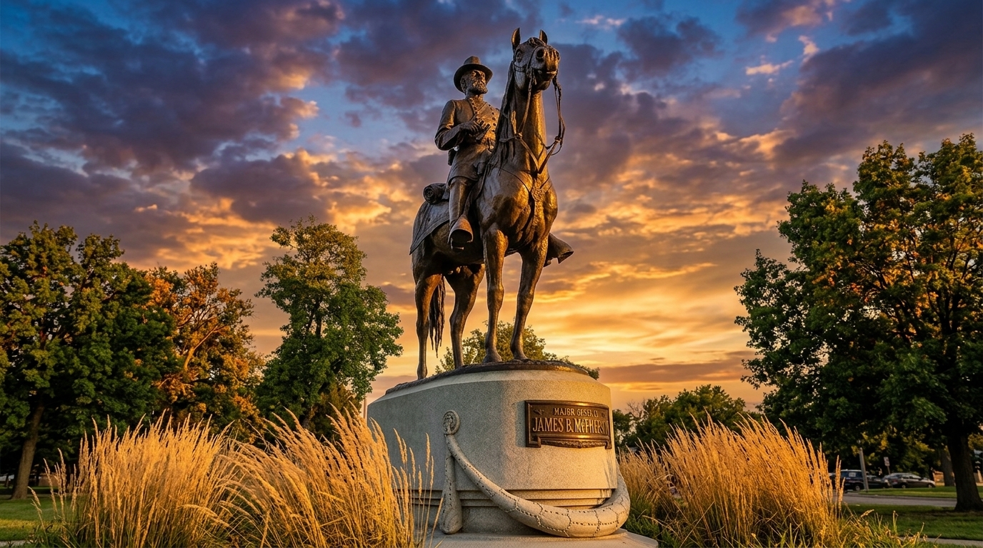 Statue of General James B. McPherson in McPherson, Kansas town square