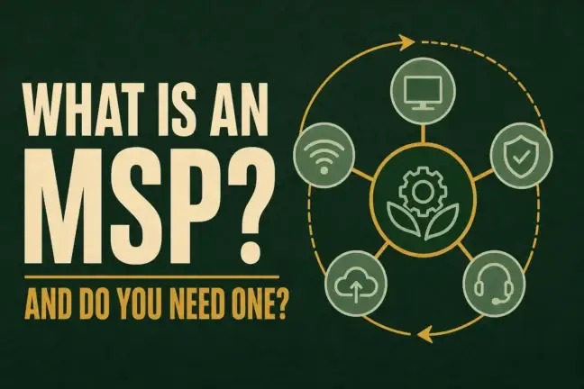 An MSP connecting business technology, networking, cybersecurity, backups, and support.